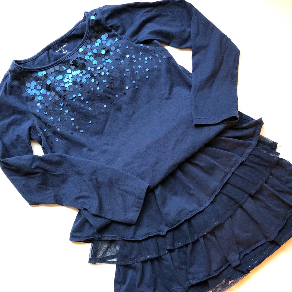 Land’s end kids Sparkle sequin Top and Tiered Skirt - Girls 7